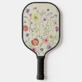 Wildflower geperste bloemen Waterverf Bloemen Pickleball Paddle (Achterkant)