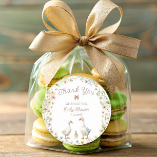 Wildflower Goose Family Baby shower Dank u Ronde Sticker
