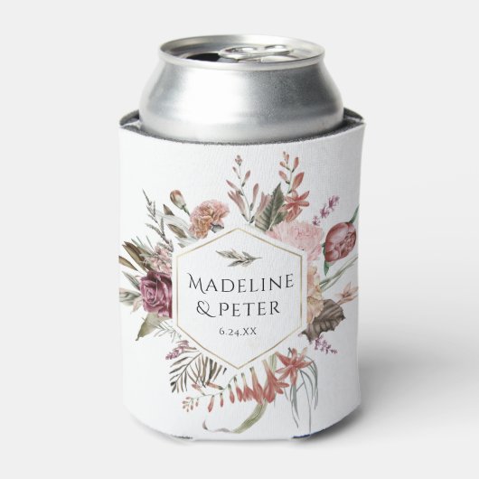 Wildflower Goud Bruiloft Paar Namen Blikjeskoeler (Blikje Voorkant)