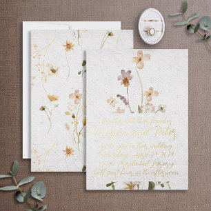 Wildflower Goud Folie Kalligrafie Fijne Kunststijl Uitnodiging