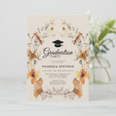 Wildflower Graduation Cap Party Kaart (Staand voorkant)