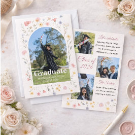 Wildflower graduation invitation kaart