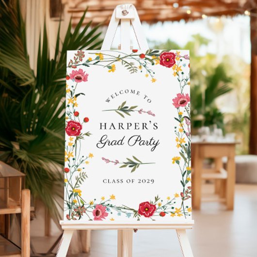 Wildflower Graduation Party Welkomstbord Poster