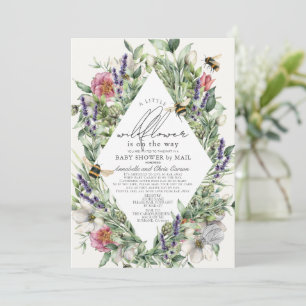 Wildflower Greenery Rhombus Baby shower per post Kaart