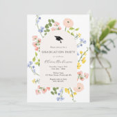 Wildflower grillige bloemen afstudeerfeest kaart (Staand voorkant)