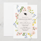 Wildflower grillige bloemen afstudeerfeest kaart (Voorkant / Achterkant)