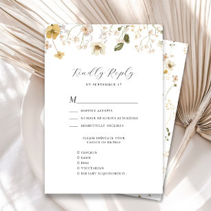 Wildflower grillige Boho moderne krans bruiloft RSVP Kaartje