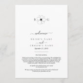 Wildflower Hand-getrokken Monogram Bruiloft Route Programma (Voorkant)