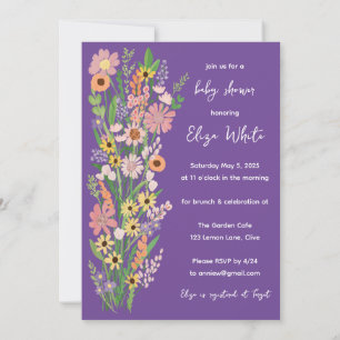 Wildflower Handbeschilderd Aangepast Baby shower Kaart