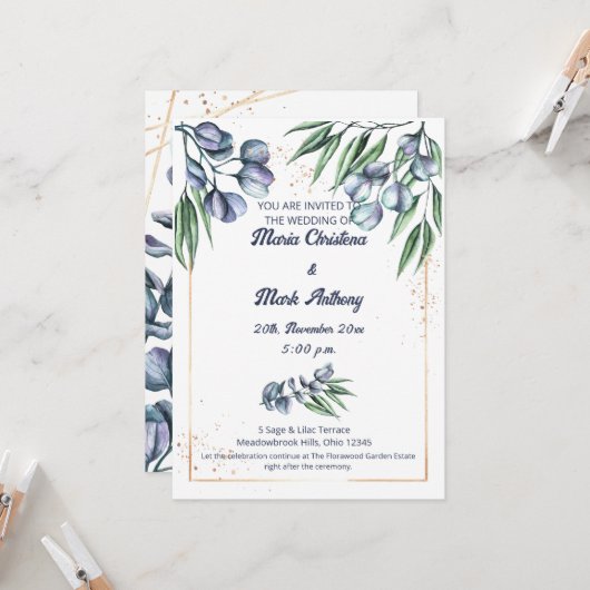 Wildflower Harmony Wedding Invitation  (Devant/Arrière en situation)