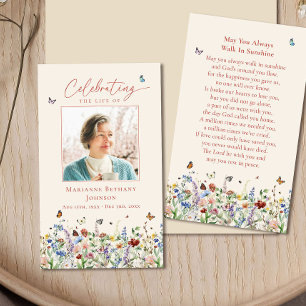 Wildflower Herdenkingskaart Funeral Prayer Card Visitekaartje