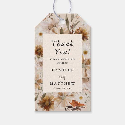 Wildflower Herfst Bloemen Bruiloft Cadeaulabel (Voorkant)