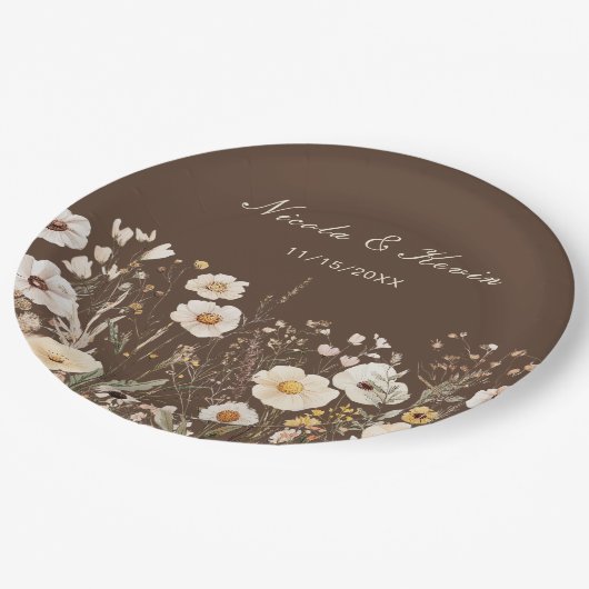 Wildflower Herfst Herfst Bloemenbruiloft Papieren Bordje (Gekanteld)