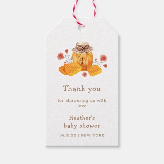 Wildflower Honey Bee Dank u Baby shower Cadeaulabel (Voorkant)