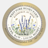 Wildflower Honey Label Bijen en Dashed Border Gold (Voorkant)
