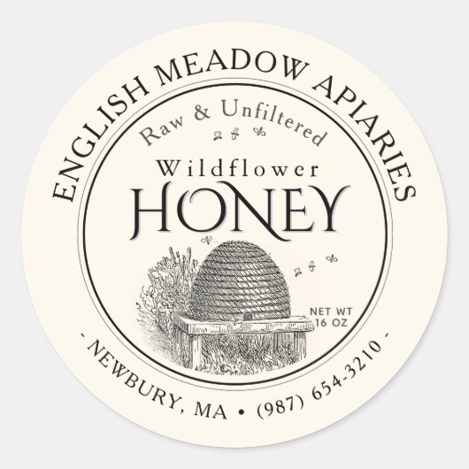 WILDFLOWER Honey Label met  skep (Voorkant)