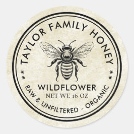 Wildflower honing label met honingbij