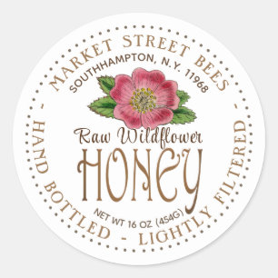 Wildflower Honing Label Wild Pink Rose Bloem