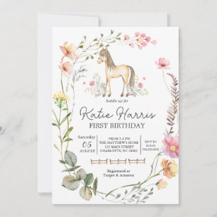 Wildflower Horse Birthday Uitnodiging