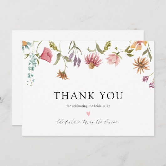 Wildflower in Bloom Vrijgezellenfeest Dank u Bedankkaart (Voorkant / Achterkant)