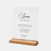 Wildflower "in liefdevolle herinnering" bruiloft acryl bord (Hoek)