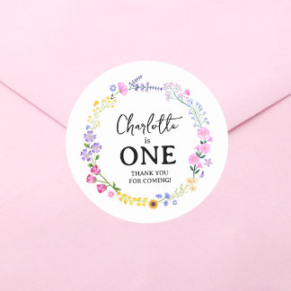 Wildflower is één eerste verjaardag ronde sticker