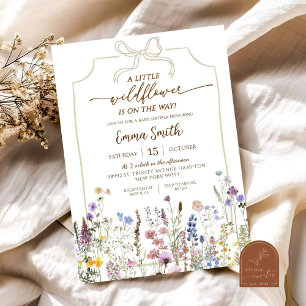 Wildflower is op de weg Baby shower Kaart