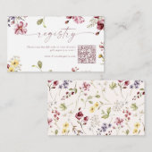 Wildflower Kalligrafie Mauve QR Code Gift Registry Informatiekaartje (Voorkant / Achterkant)