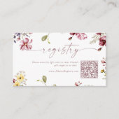 Wildflower Kalligrafie Mauve QR Code Gift Registry Informatiekaartje (Voorkant)