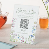 Wildflower kleurrijke waterverf bruiloft QR Reclamebord Met Voetstuk (Insitu)