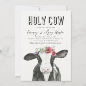 Wildflower Koe Baby shower Uitnodiging (Voorkant)