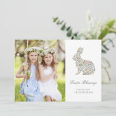  Wildflower Konijn Paasfoto Feestdagenkaart (Staand voorkant)