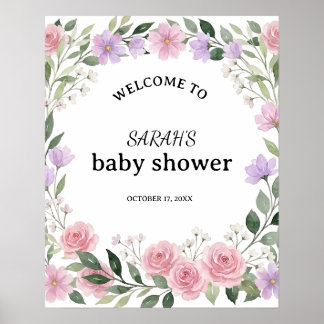 Wildflower Krans Baby Shower Welkom Bord Poster