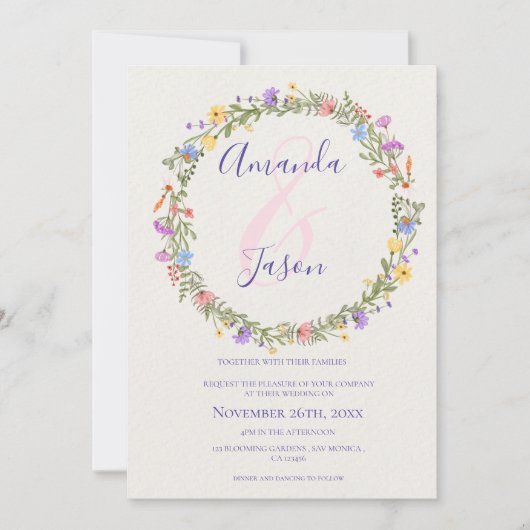 Wildflower krans  geel Paarse bruiloft (Voorkant)