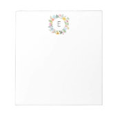 Wildflower Krans Persoonlijk Monogram Notitieblok (Voorkant)