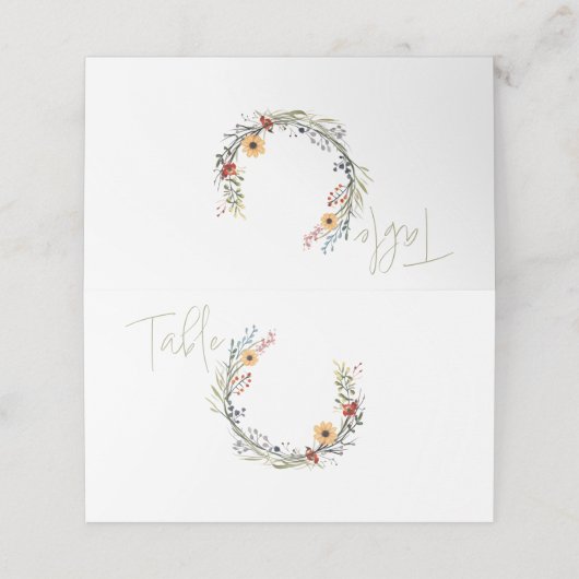 Wildflower krans tabel nummer (Buitenkant ongevouwen)