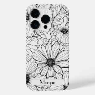 Wildflower Krans wit en zwart Gepersonaliseerd Case-Mate iPhone 14 Pro Hoesje