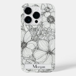 Wildflower Krans wit en zwart Gepersonaliseerd Case-Mate iPhone 14 Pro Hoesje