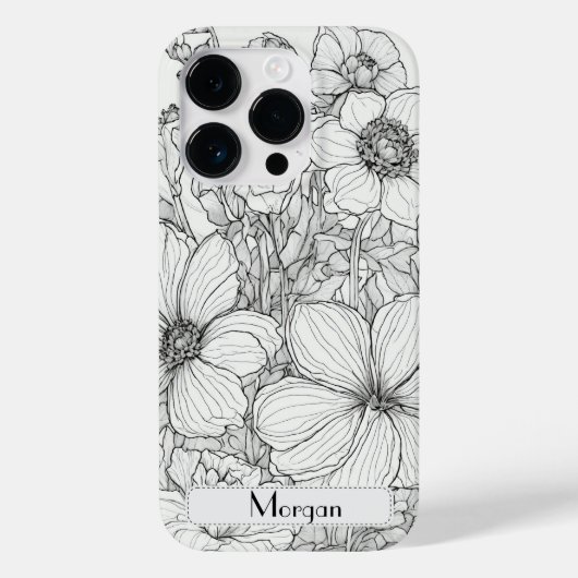 Wildflower Krans wit en zwart Gepersonaliseerd Case-Mate iPhone Case (Achterkant)