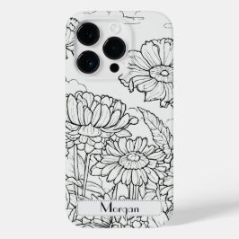 Wildflower Krans wit en zwart Gepersonaliseerd Case-Mate iPhone 14 Pro Hoesje