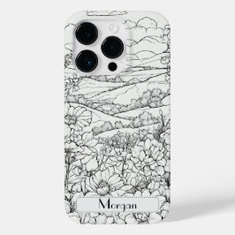 Wildflower Krans wit en zwart Gepersonaliseerd Case-Mate iPhone 14 Pro Hoesje
