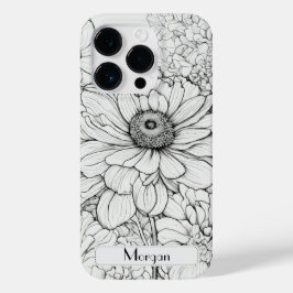 Wildflower Krans wit en zwart Gepersonaliseerd Case-Mate iPhone 14 Pro Hoesje