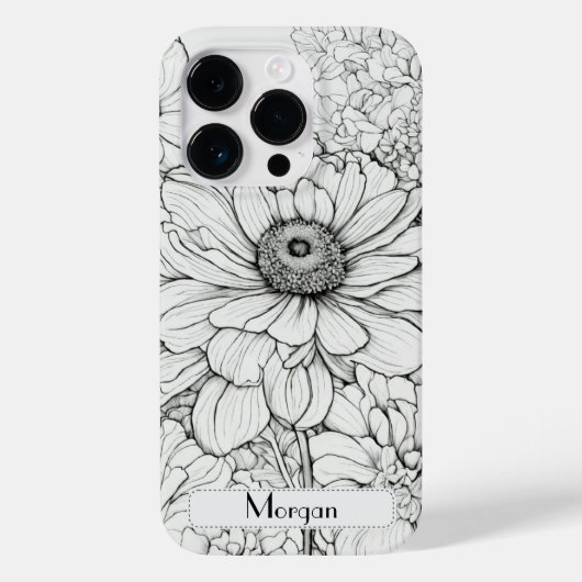 Wildflower Krans wit en zwart Gepersonaliseerd Case-Mate iPhone Case (Achterkant)