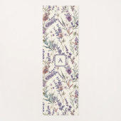 Wildflower Lavender Boho Botanical Floral Monogram Yogamat (Voorkant)