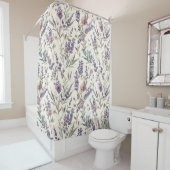 Wildflower Lavender Boho Botanical Floral Pattern Douchegordijn (In situ)