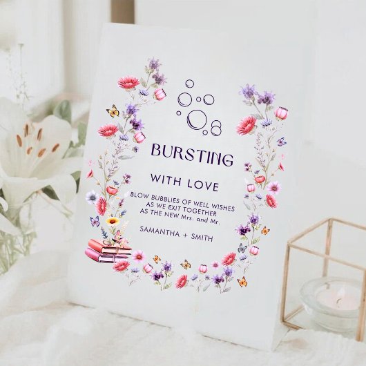 Wildflower Lavender Bursting with Love Bridal Reclamebord Met Voetstuk