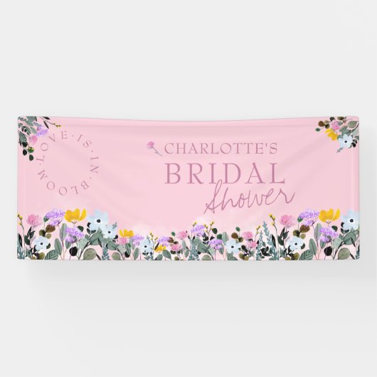 Wildflower Lawn Love is in Bloom Vrijgezellenfeest Spandoek (Horizontaal)