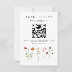 Wildflower Lesbische Pride Bloemen Bruiloft QR Cod RSVP Kaartje