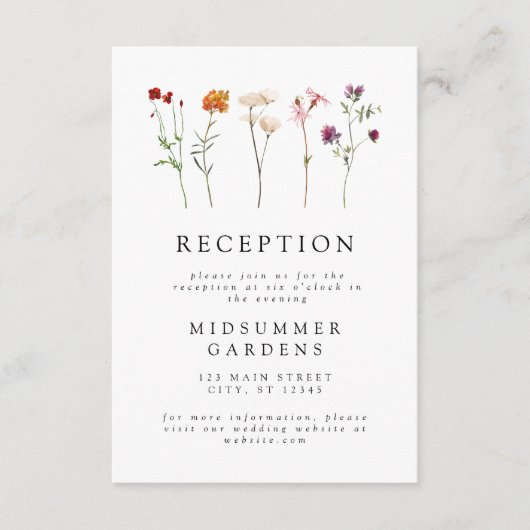 Wildflower Lesbische Pride Bruiloft Receptie Info Informatiekaartje (Voorkant)