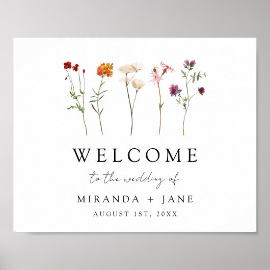 Wildflower Lesbische Pride Bruiloft Welkomstbord Poster (Voorkant)